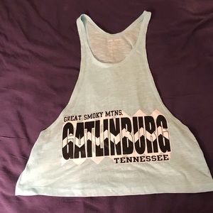 Great Smokey Mountains Gatlinburg Teal Crop Top